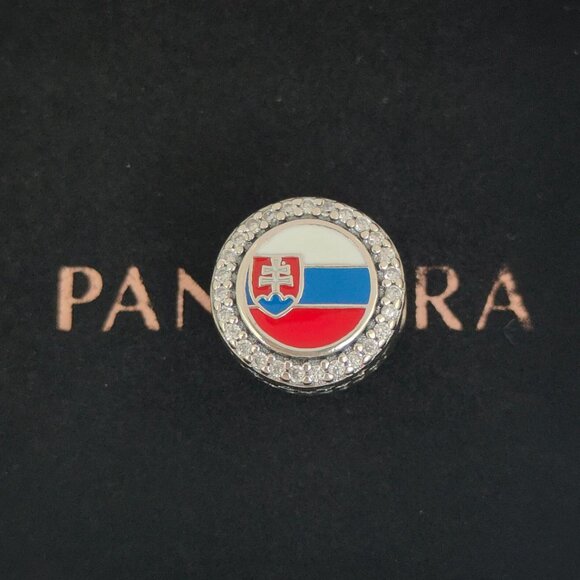 Pandora Slovakia Flag Silver Charm Bead with box - Picture 1 of 7